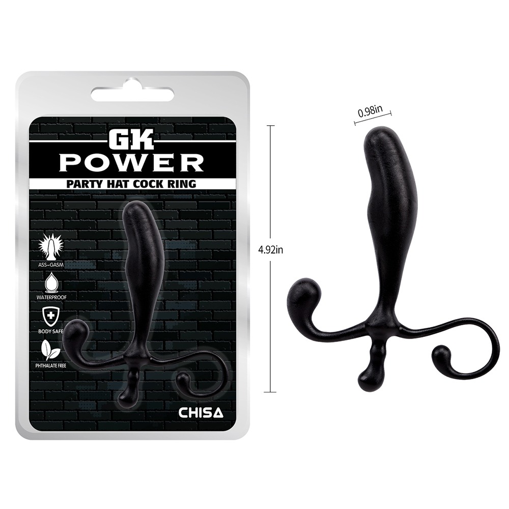 Секс игрушки - Массажер простаты Chisa GK Power Party Hat Cock Ring с фигурной ручкой, черный