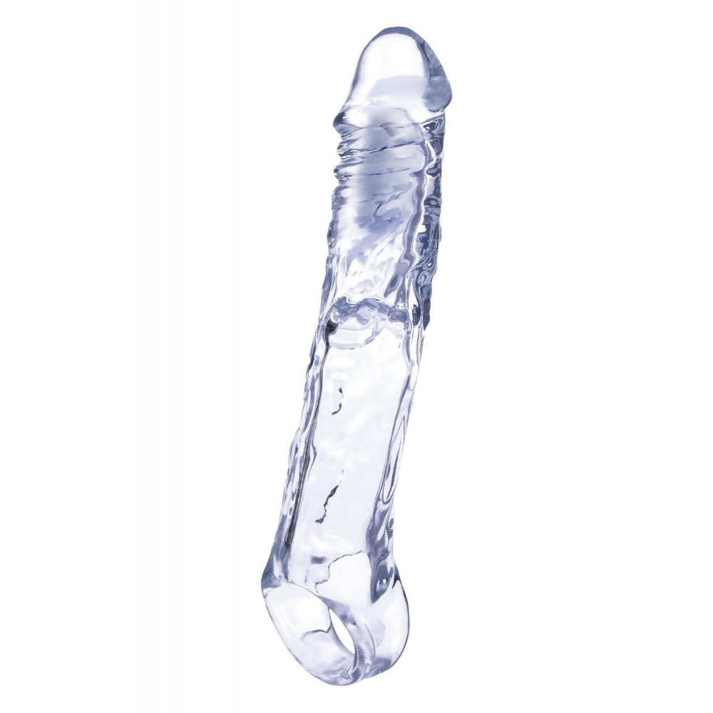 Секс игрушки - Насадка на пенис реалистичная NMC Ice Crystals Collection с вибропулей и пультом, прозрачная 1