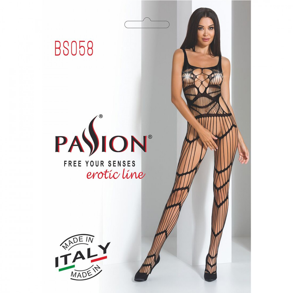 Бодистокинг - Бодистокинг Passion BS058 black, комбинезон, очень воздушный 2