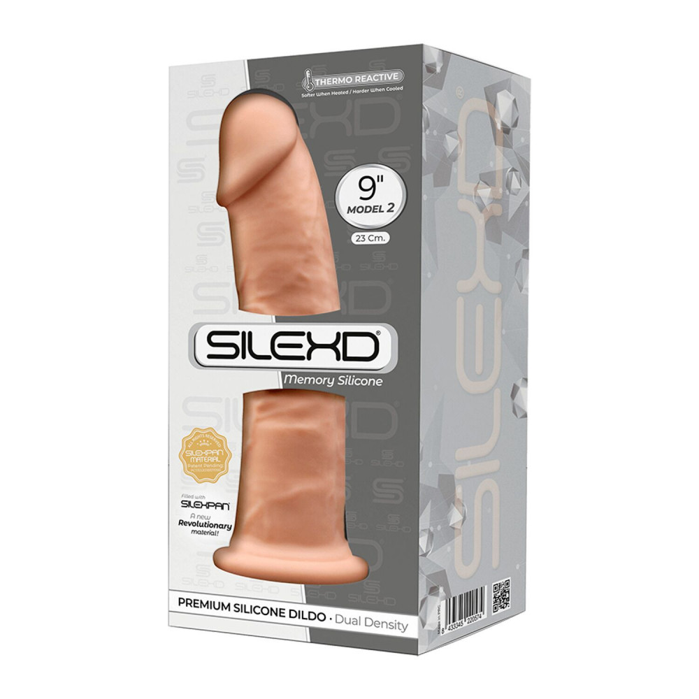 Фаллоимитаторы на присоске, двойные - Фаллоимитатор SilexD Oscar Flesh (MODEL 2 size 9in), двухслойный, силикон+Silexpan, диаметр 5,4см 1