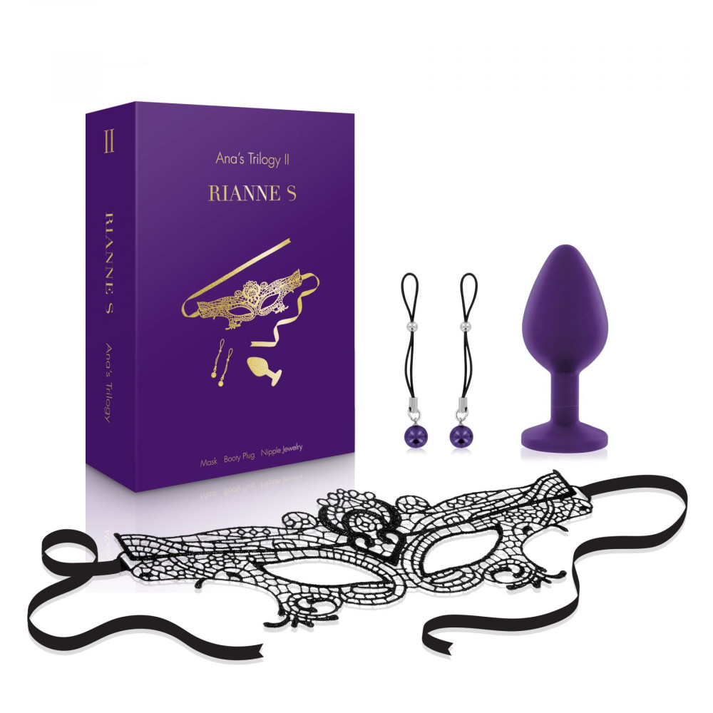Подарочные наборы - Романтический подарочный набор RIANNE S Ana's Trilogy Set II: пробка 2,7 см, лассо для сосков, маска
