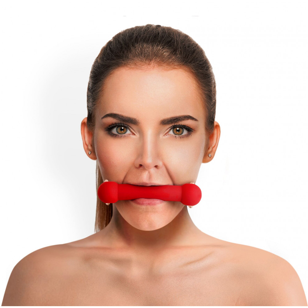 Кляп - Кляп Палка, силикон и натуральная кожа, Art of Sex - Gag Stick Silicon, Красный