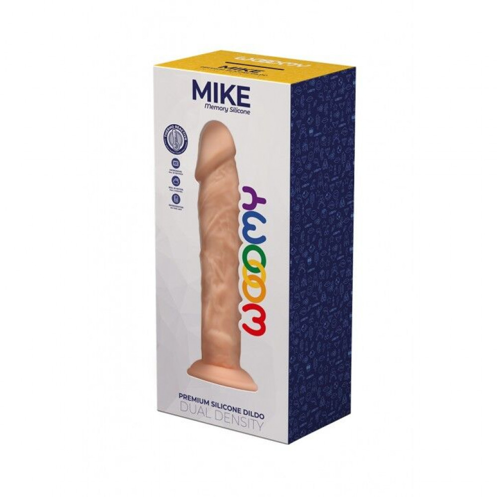 Дилдо - Силиконовый фаллоимитатор Wooomy Mike, термореактивный, с присоской, длина 19,7 см, диаметр 4,2 см 1