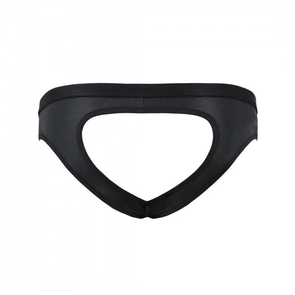 Стринги, трусы и шорты - Мужские слипы с вырезами Passion 041 Slip Joe XXL/XXXL Black, экокожа, открытые ягодицы 1