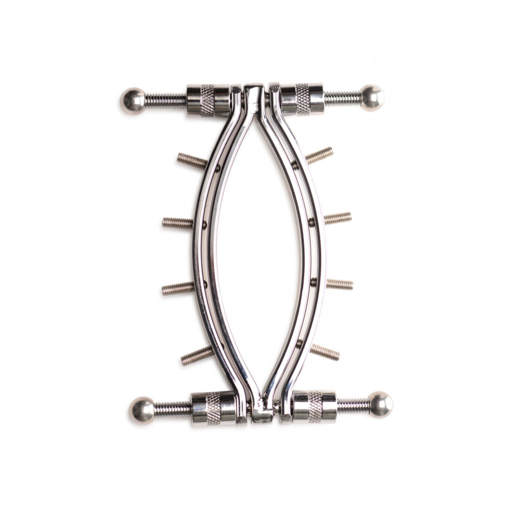 Наручники, веревки, бондажы, поножи - Зажим для половых губ Master Series Spread'Em Poker Vagina Clamp with Adjustable Pressure Screws