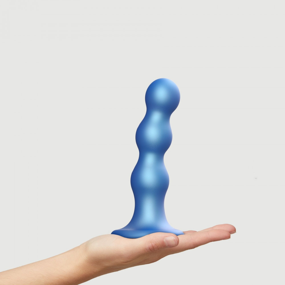Страпон - Насадка для страпона Strap-On-Me Dildo Plug Balls Blue Metallic L 5