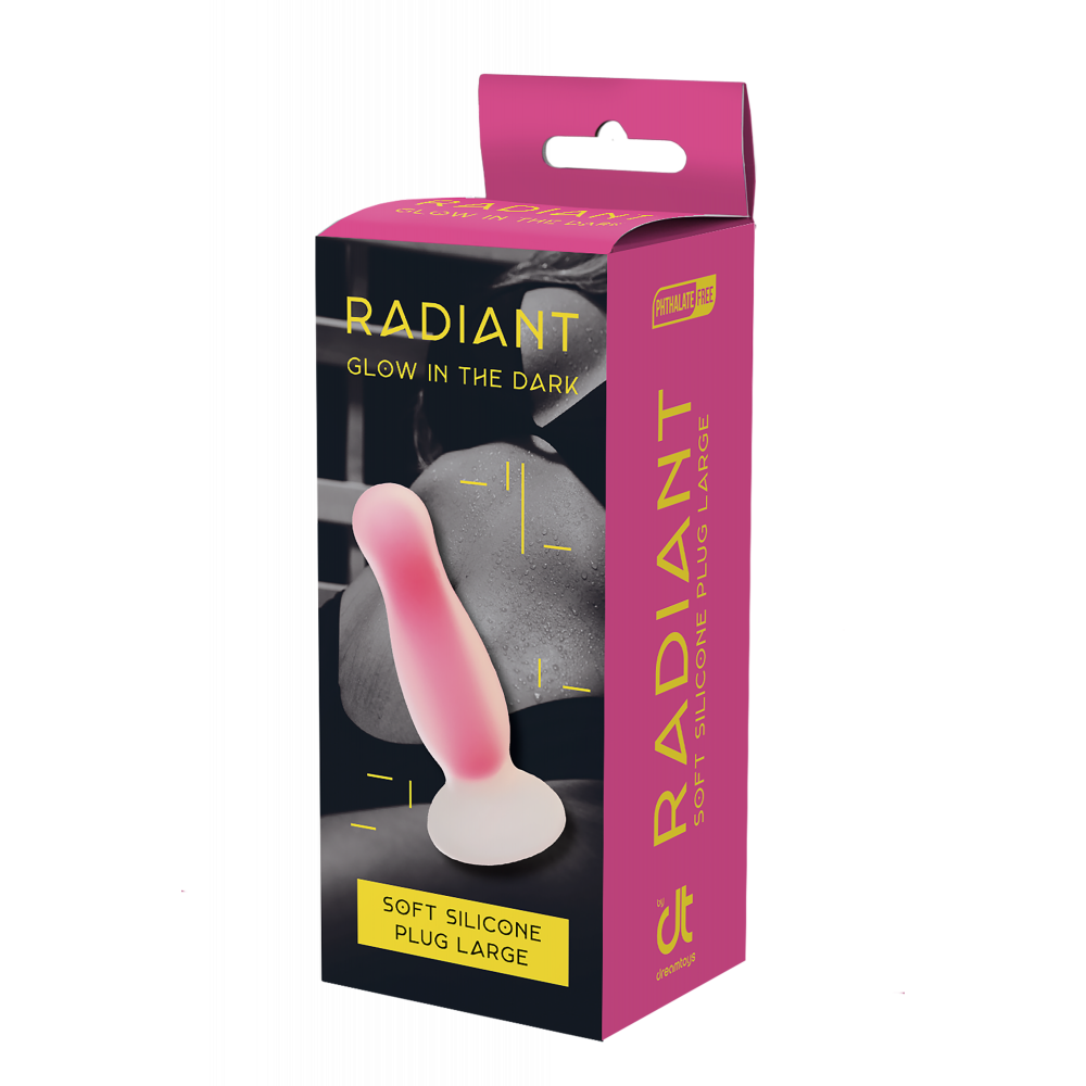 Секс игрушки - Светящаяся анальная пробка Dream Toys RADIANT SOFT SILICONE GLOW IN THE DARK PLUG LARGE PINK 1