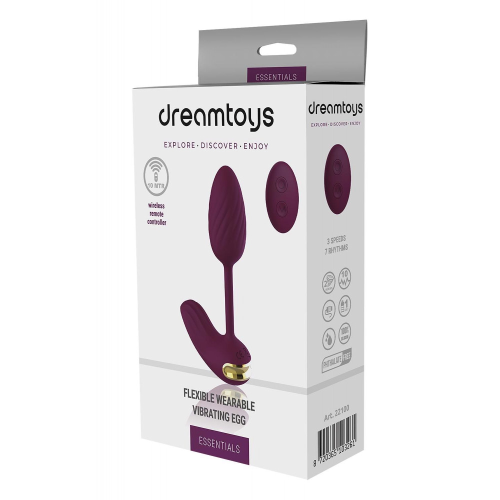 Секс игрушки - Виброяйцо гибкое с пультом управления Dream Toys Essentials, фиолетовый 3