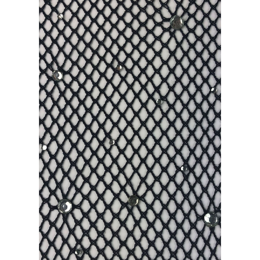 Чулки - Колготки Leg Avenue Rhinestone micro net tights Plus size Black, мелкая сетка, стразы 5