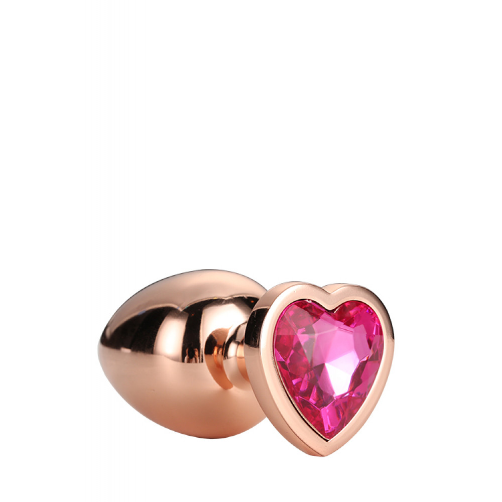 Анальная пробка со стразом - Анальная пробка с сердцем GLEAMING LOVE ROSE GOLD PLUG LARGE 1