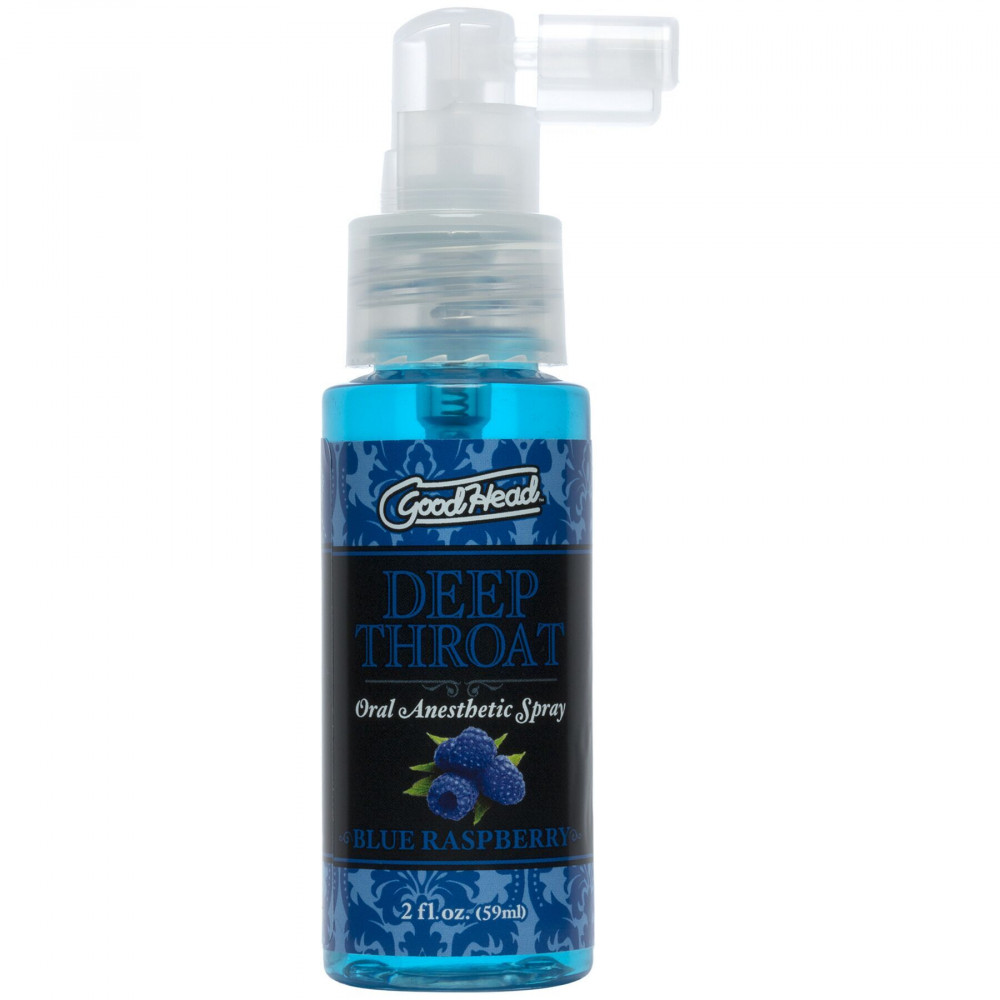 Лубриканты - Спрей для минета Doc Johnson GoodHead DeepThroat Spray – Blue Raspberry 59 мл (мятая упаковка!!!)