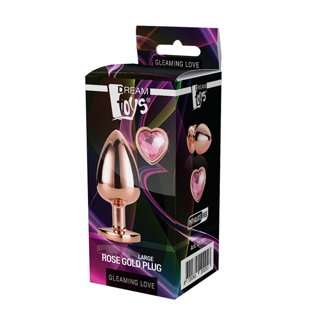 Анальная пробка со стразом - Анальная пробка с сердцем GLEAMING LOVE ROSE GOLD PLUG LARGE 2