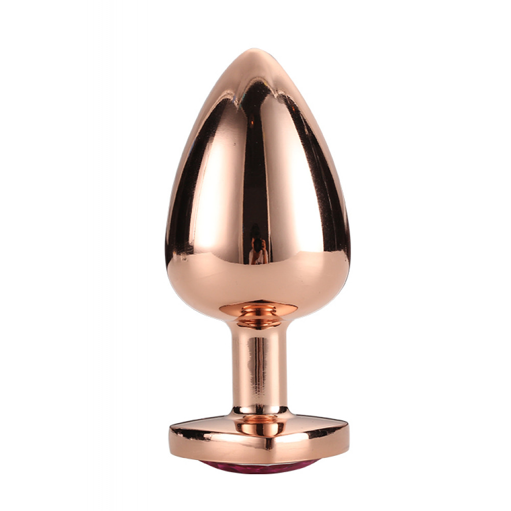 Анальная пробка со стразом - Анальная пробка с сердцем GLEAMING LOVE ROSE GOLD PLUG LARGE 3
