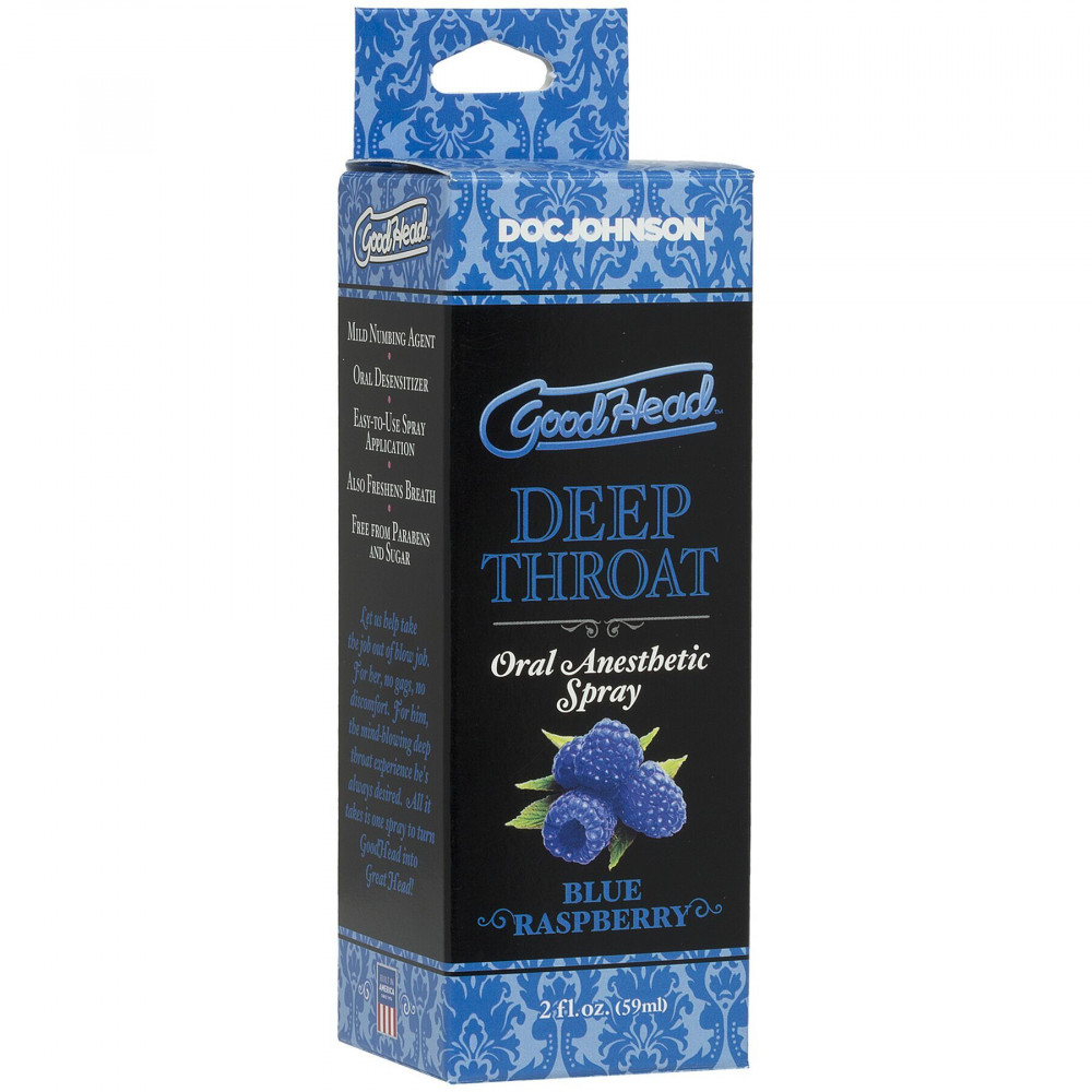Лубриканты - Спрей для минета Doc Johnson GoodHead DeepThroat Spray – Blue Raspberry 59 мл (мятая упаковка!!!) 2