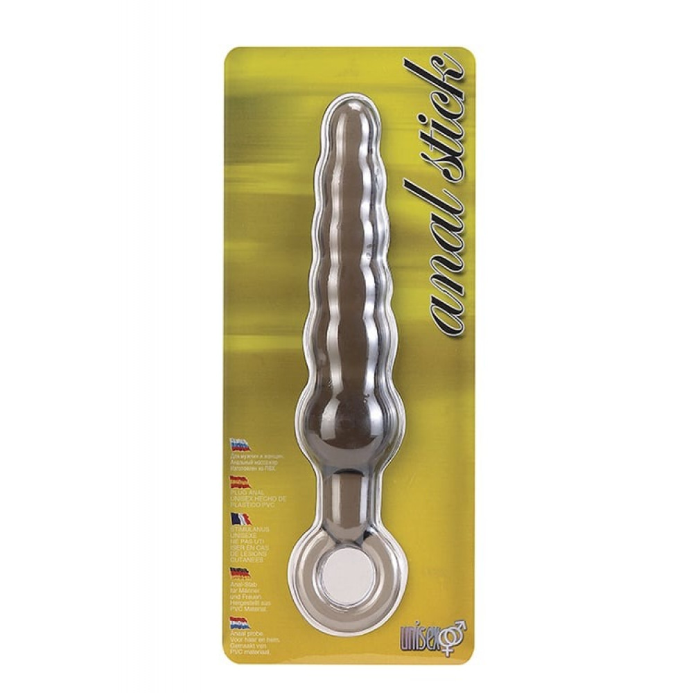 Секс игрушки - Анальная елочка с держателем Seven Creations Anal Stick прозрачно-серая 1