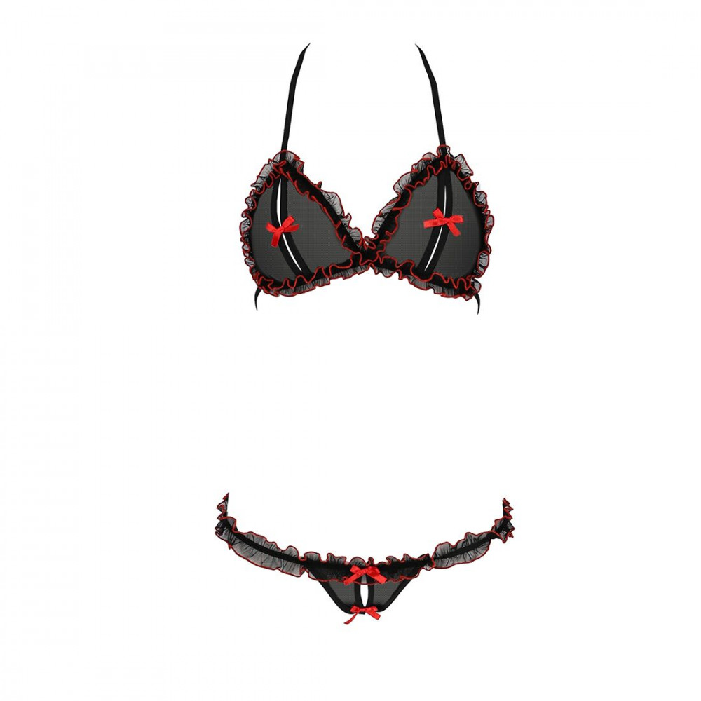 Эротические комплекты - Комплект белья GIANA BIKINI black XXL/XXXL - Passion: полупрозрачные лиф и трусики с бантиками 3