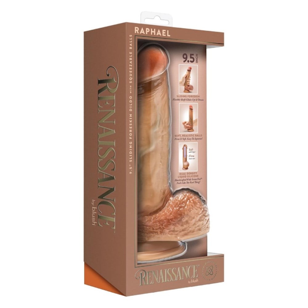 Секс игрушки - Фаллоимитатор на присоске Blush Renaissance Raphael реалистичный с мошонкой, бежевый 4