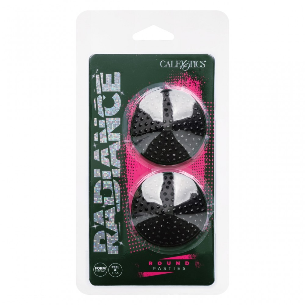 Эротическое белье - Пэстисы на соски со стразами Radiance CalExotics, самоклеящиеся, черные 1