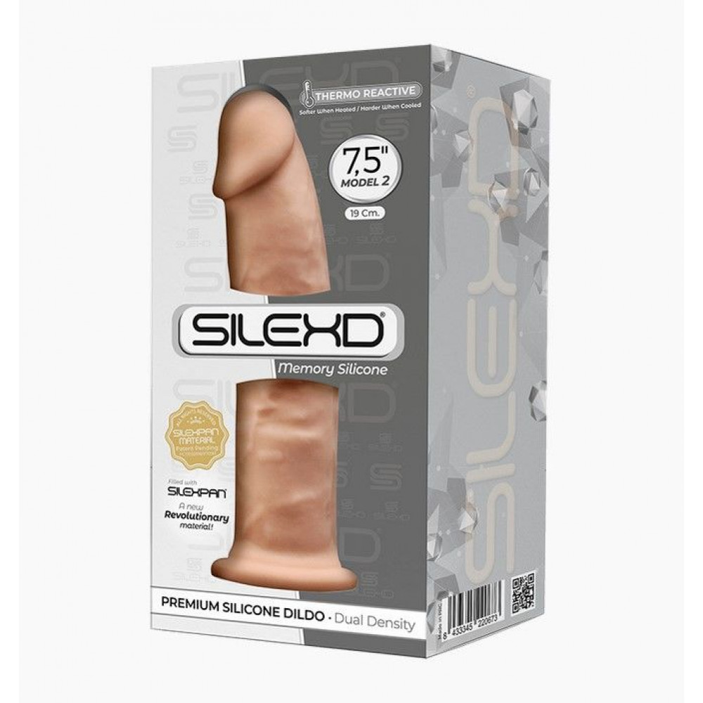 Фаллоимитаторы на присоске, двойные - Фаллоимитатор SilexD Henry Flesh (MODEL 2 size 7.5in), двухслойный, силикон+Silexpan, диаметр 4,8см 1