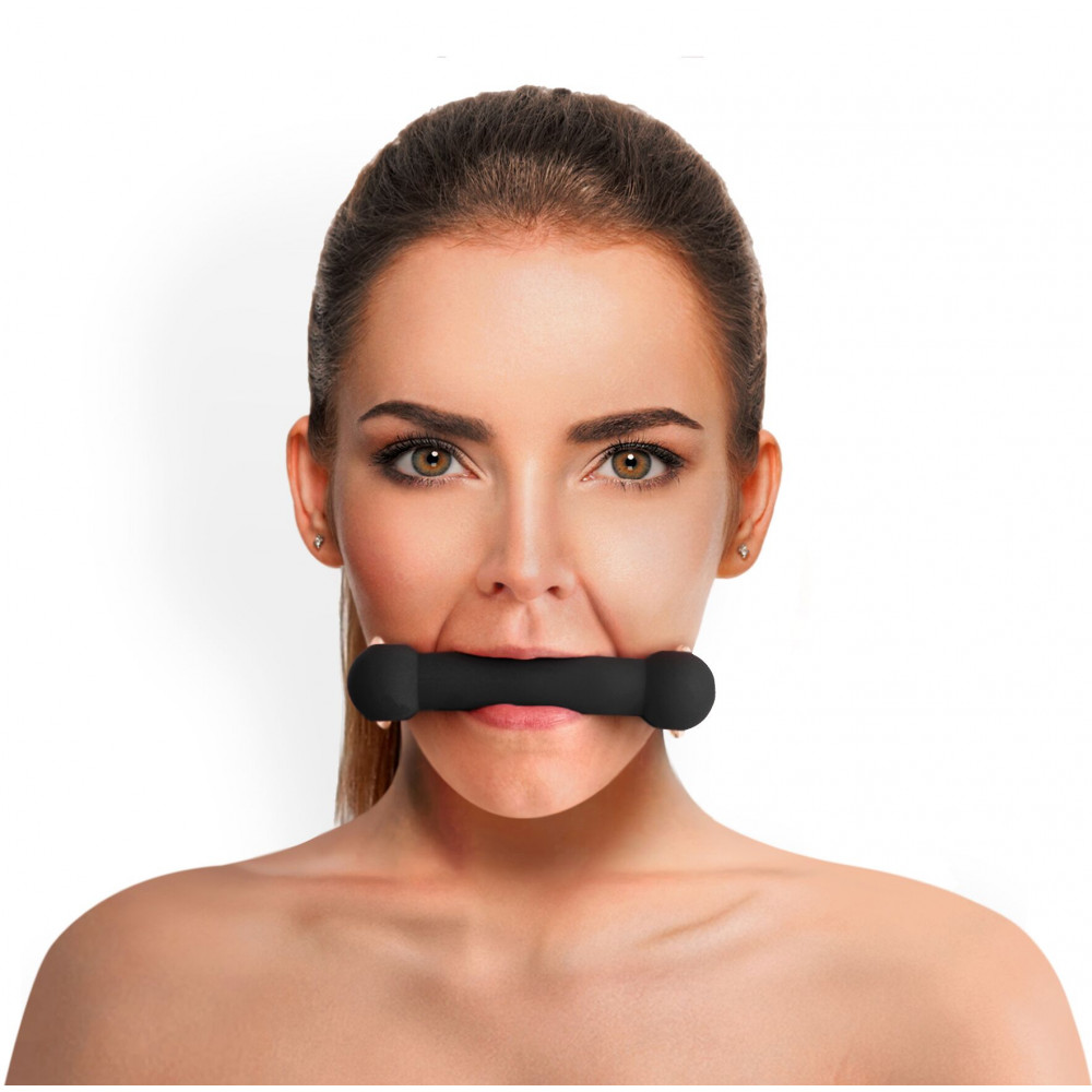 Кляп - Кляп Палка, силикон и натуральная кожа, Art of Sex - Gag Stick Silicon, Черный