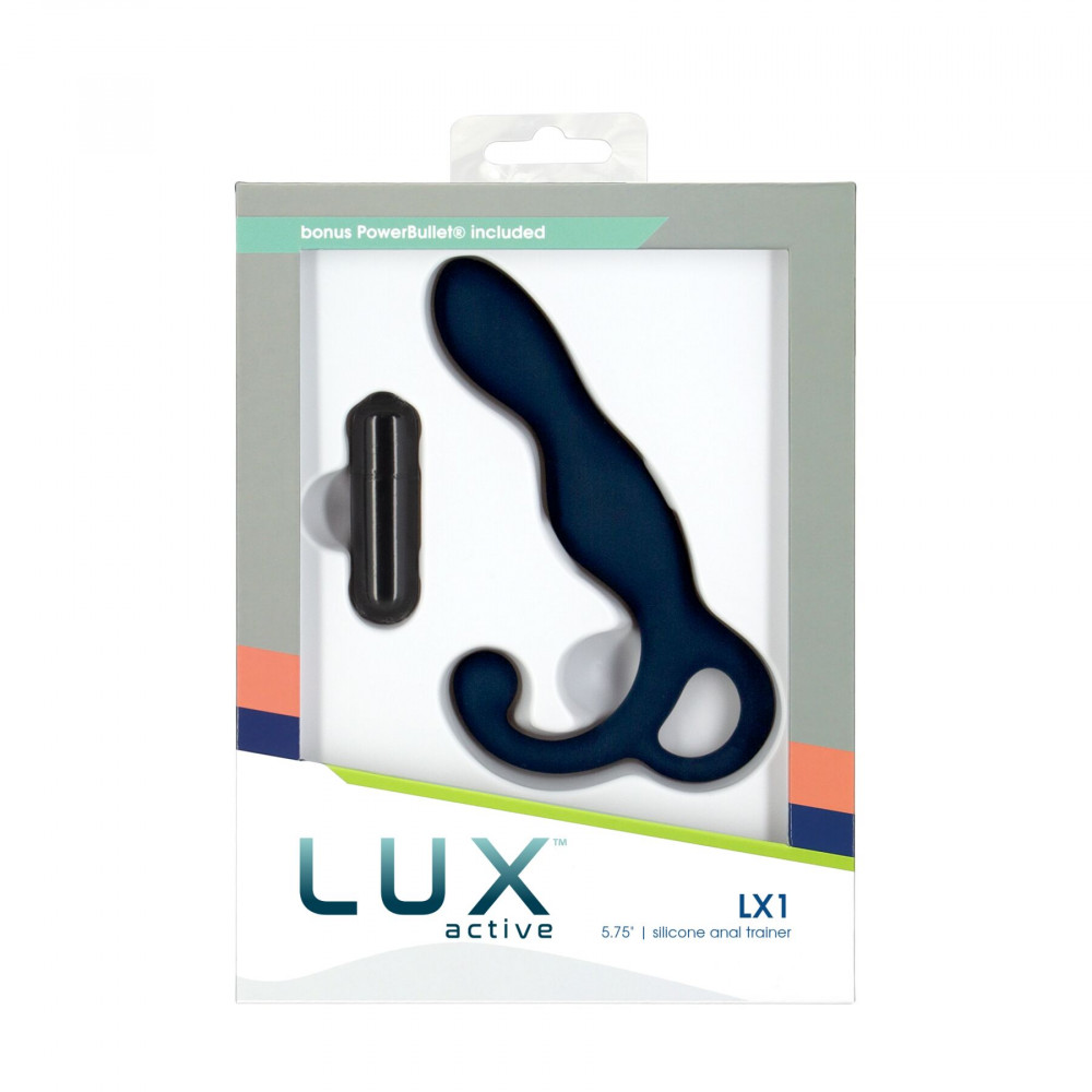 Массажёры простаты без вибрации - Массажер простаты Lux Active LX1 Anal Trainer 5.75″, Dark Blue, вибропуля в комплекте 3