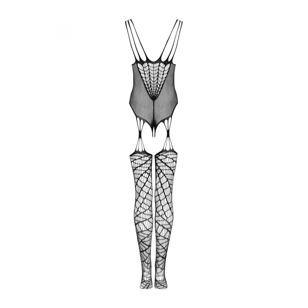 Бодистокинг - Ажурный бодистокинг под паутину Obsessive Bodystocking G325 black S/M/L, черный, комбинезон, имитаци 1