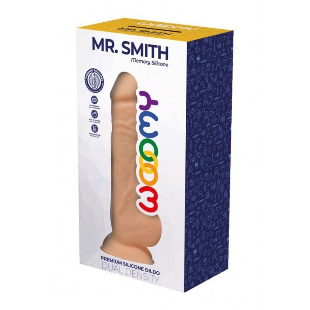 Дилдо - Силиконовый фаллоимитатор Wooomy Mr.Smith, термореактивный, с присоской, длина 17,5, диаметр 3,3 см 1