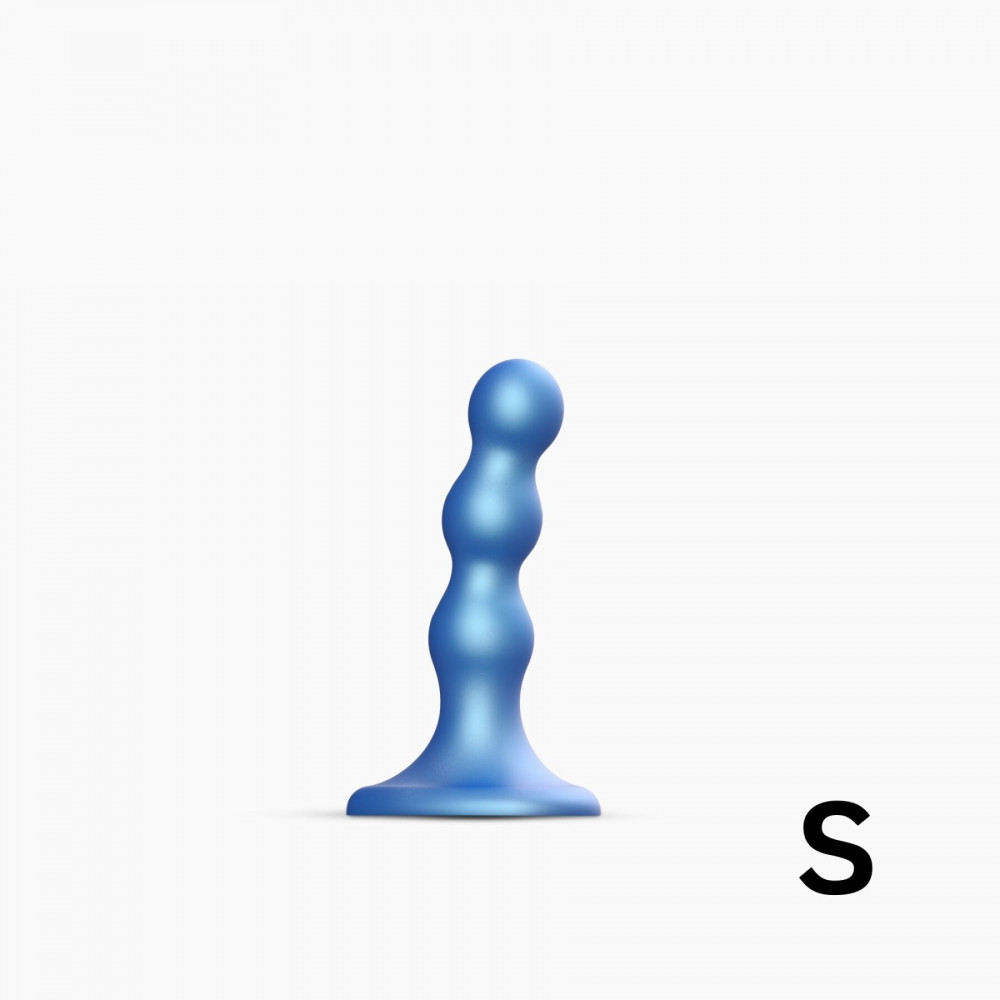 Страпон - Насадка для страпона Strap-On-Me Dildo Plug Balls Blue Metallic S
