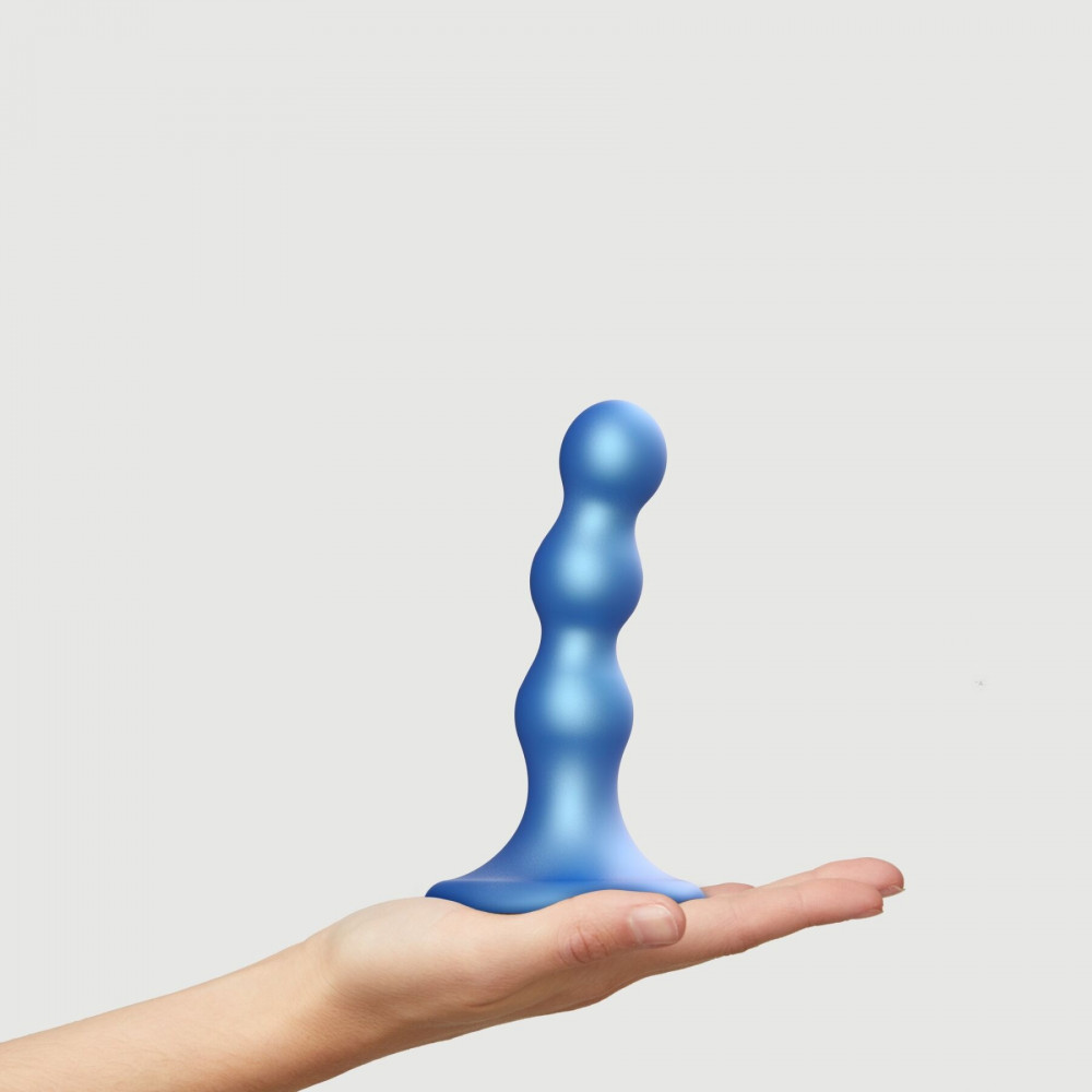 Страпон - Насадка для страпона Strap-On-Me Dildo Plug Balls Blue Metallic S 5