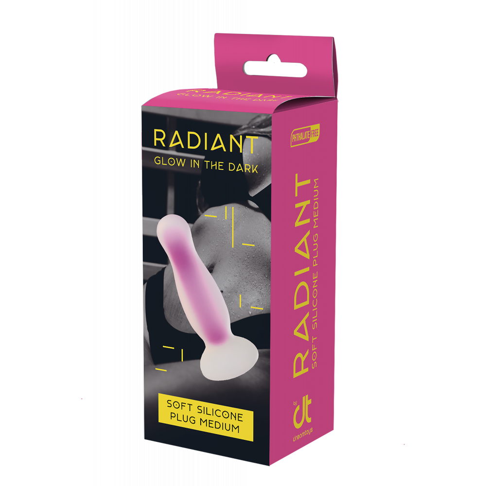Секс игрушки - Светящаяся анальная пробка Dream Toys RADIANT SOFT SILICONE GLOW IN THE DARK PLUG MEDIUM PURPLE 1