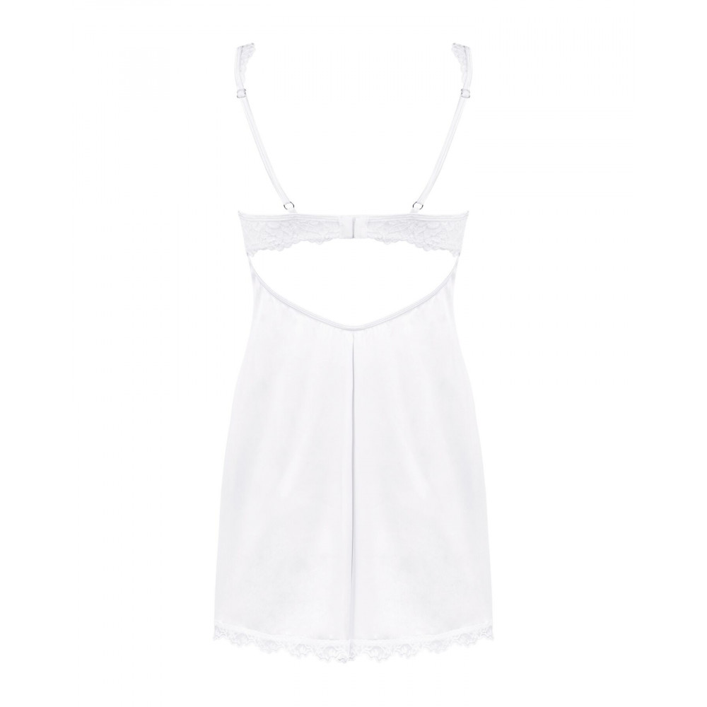 Эротические пеньюары и сорочки - (SALE) Сорочка Obsessive Amor Blanco underwire chemise & thong white S/M 3