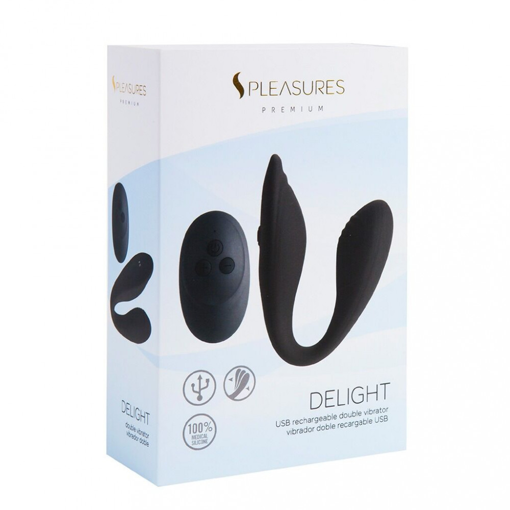 Вибраторы для пар - Двойной вибратор S Pleasures Premium Delight, черный, для клитора и точки G, 10 режимов 4