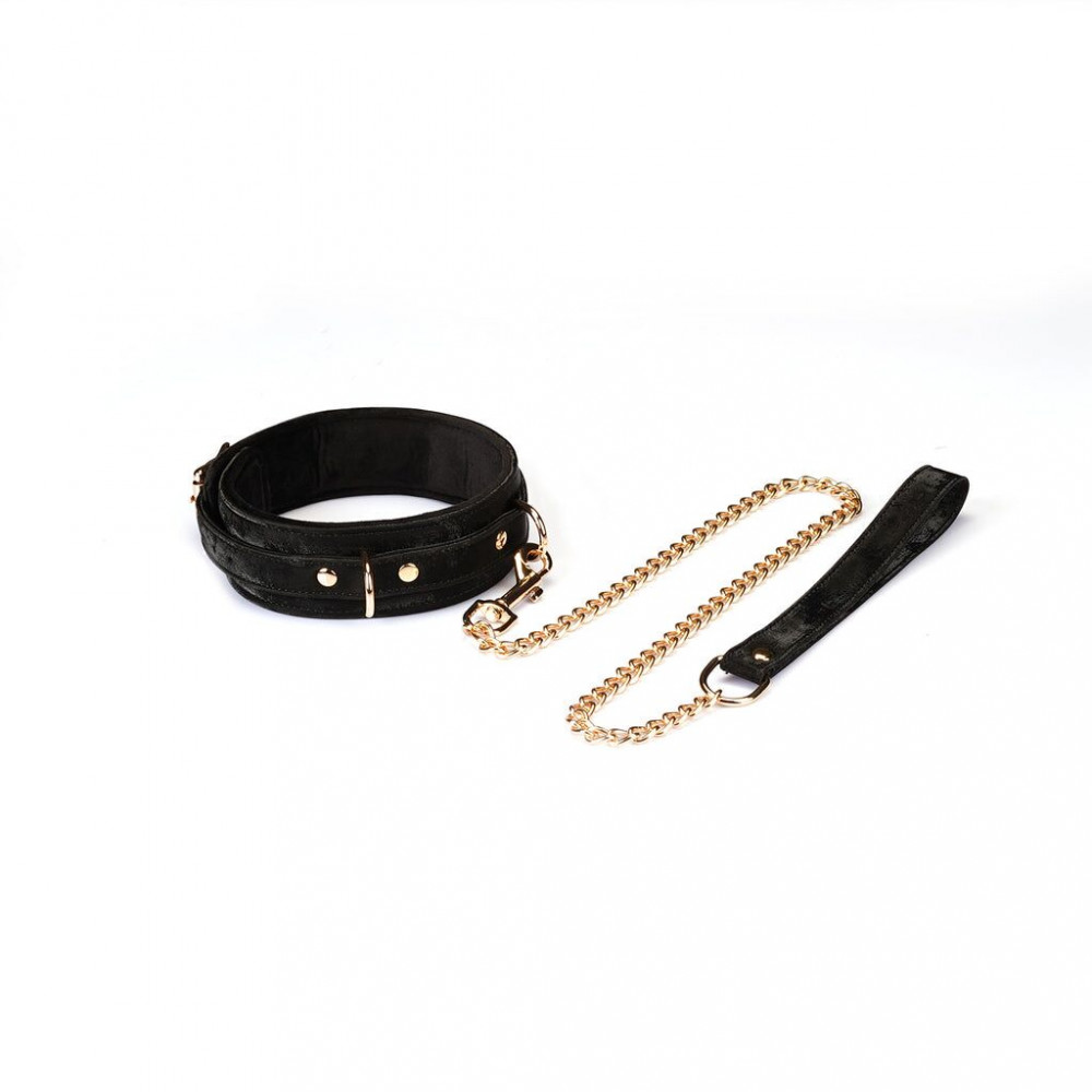 Ошейники, поводки - Ошейник с поводком Liebe Seele Boudoir Amor Collar with Leash Black