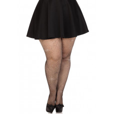 Колготки Leg Avenue Rhinestone micro net tights Plus size Black, мелкая сетка, стразы