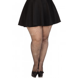 Колготки Leg Avenue Rhinestone micro net tights Plus size Black, мелкая сетка, стразы