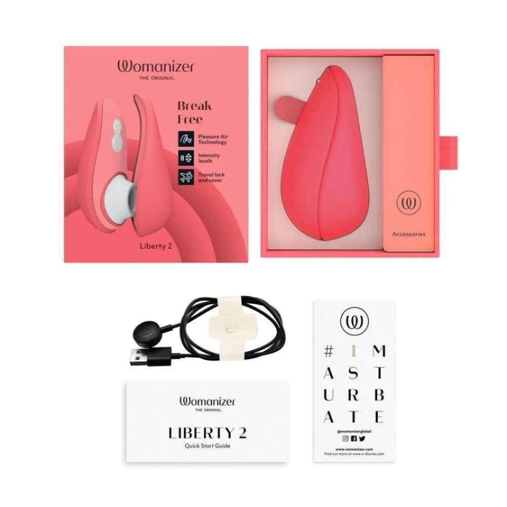 Секс игрушки - Вакуумный клиторальный вибратор Womanizer Liberty 2 Vibrant Rose, розовый 2