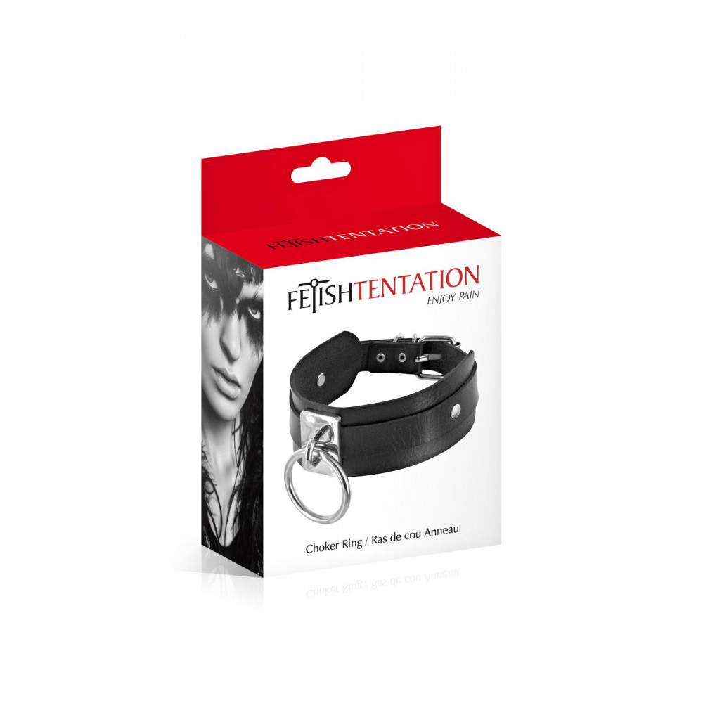 Ошейники, поводки - Ошейник c кольцом Fetish Tentation Choker Ring 1