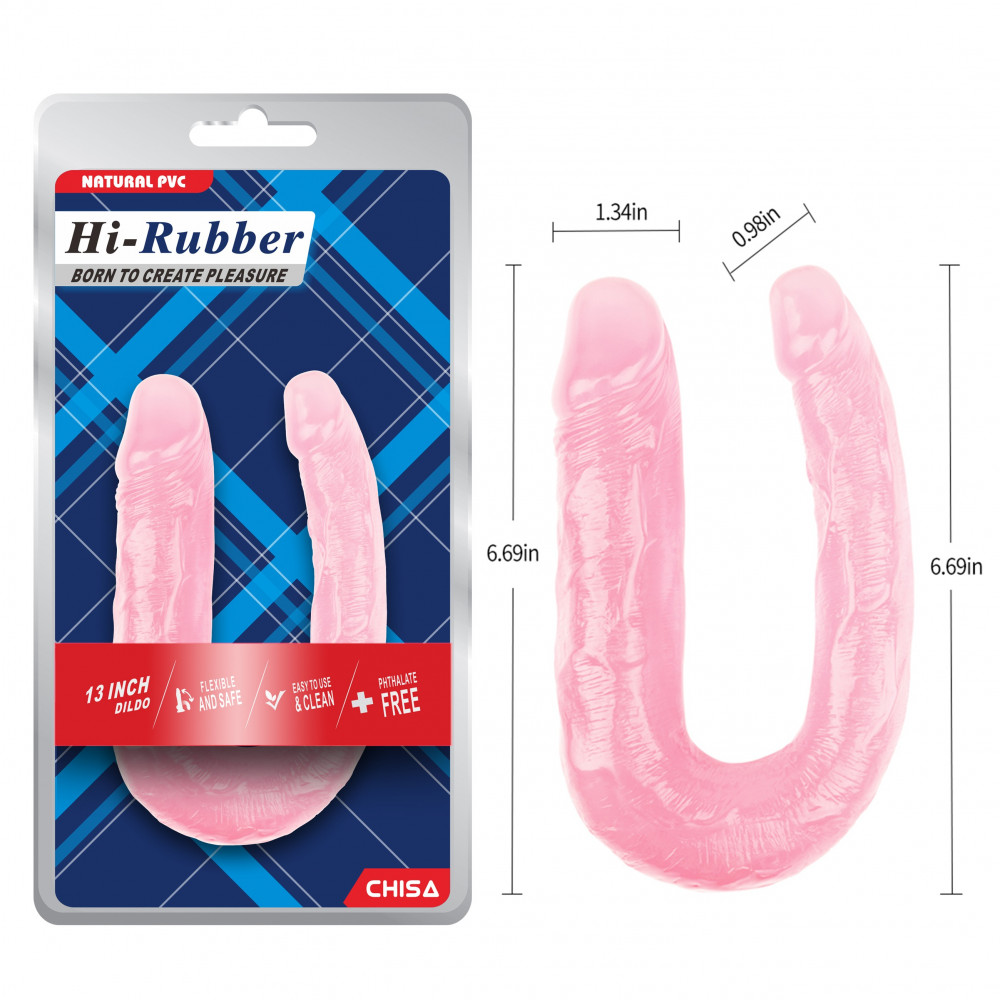 Секс игрушки - Фаллоимитатор двойной Chisa Hi-Rubber 13 Inch Dildo, розовый 5