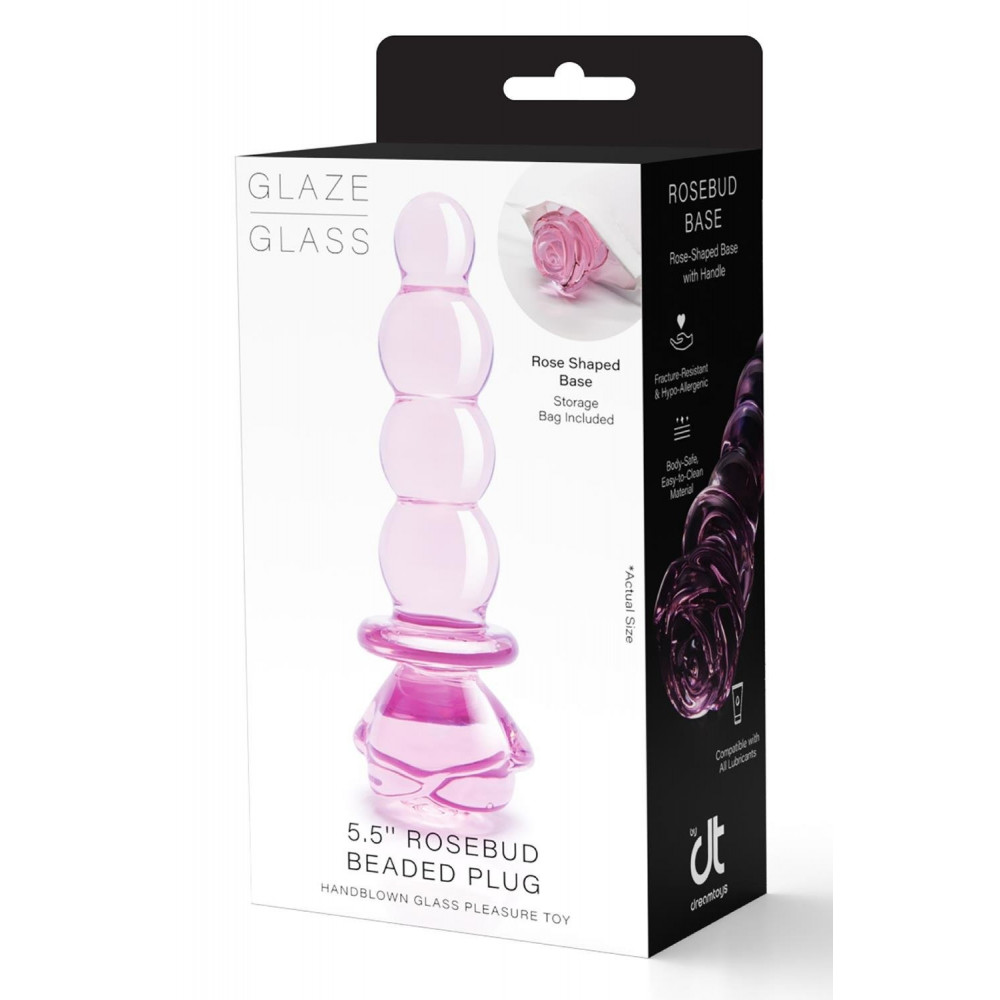 Секс игрушки - Фаллоимитатор елочка из стекла Dream Toys Glaze Glass в форме бутона розы 7