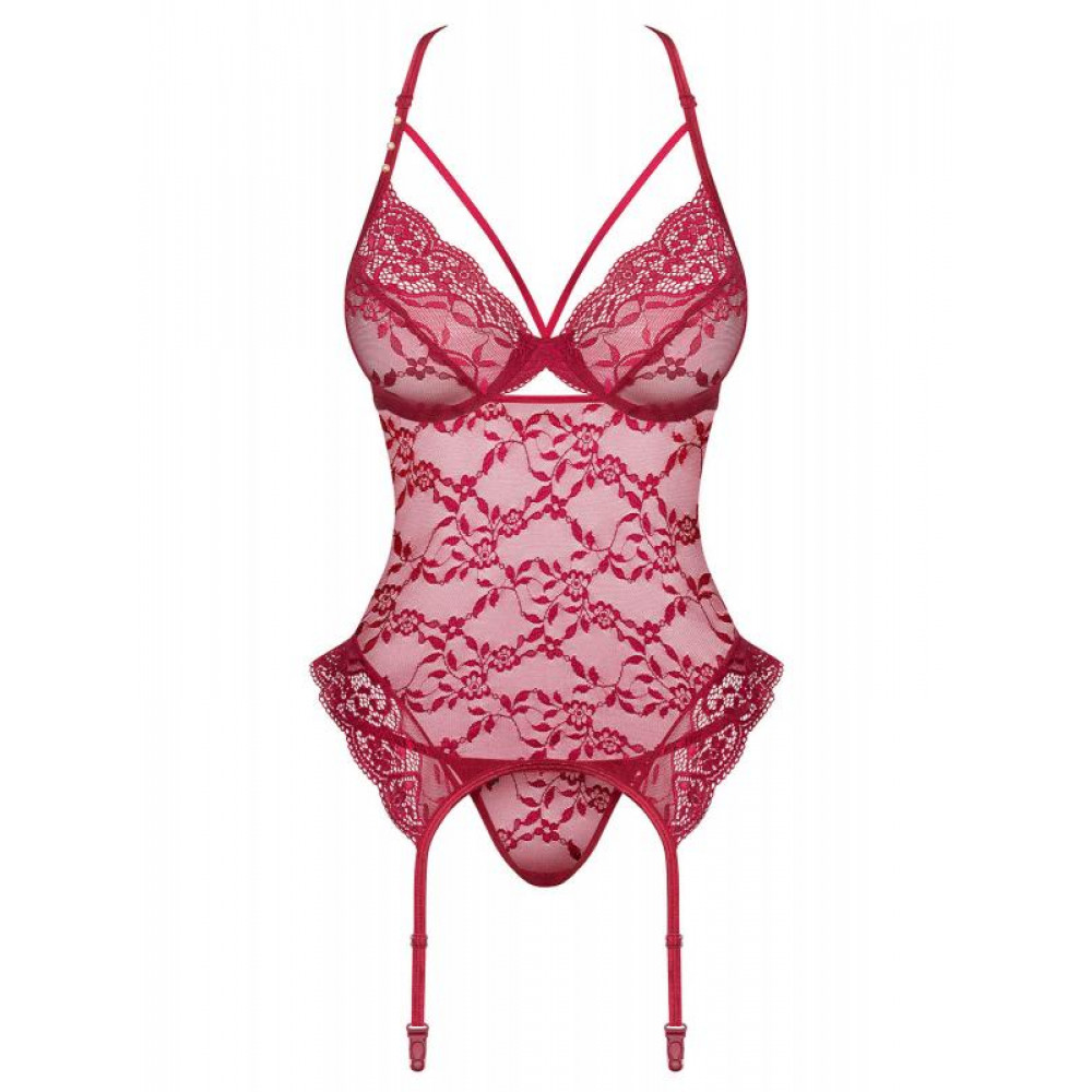 Эротическое белье - Комплект Obsessive Ivetta корсет и стринги S/M 1