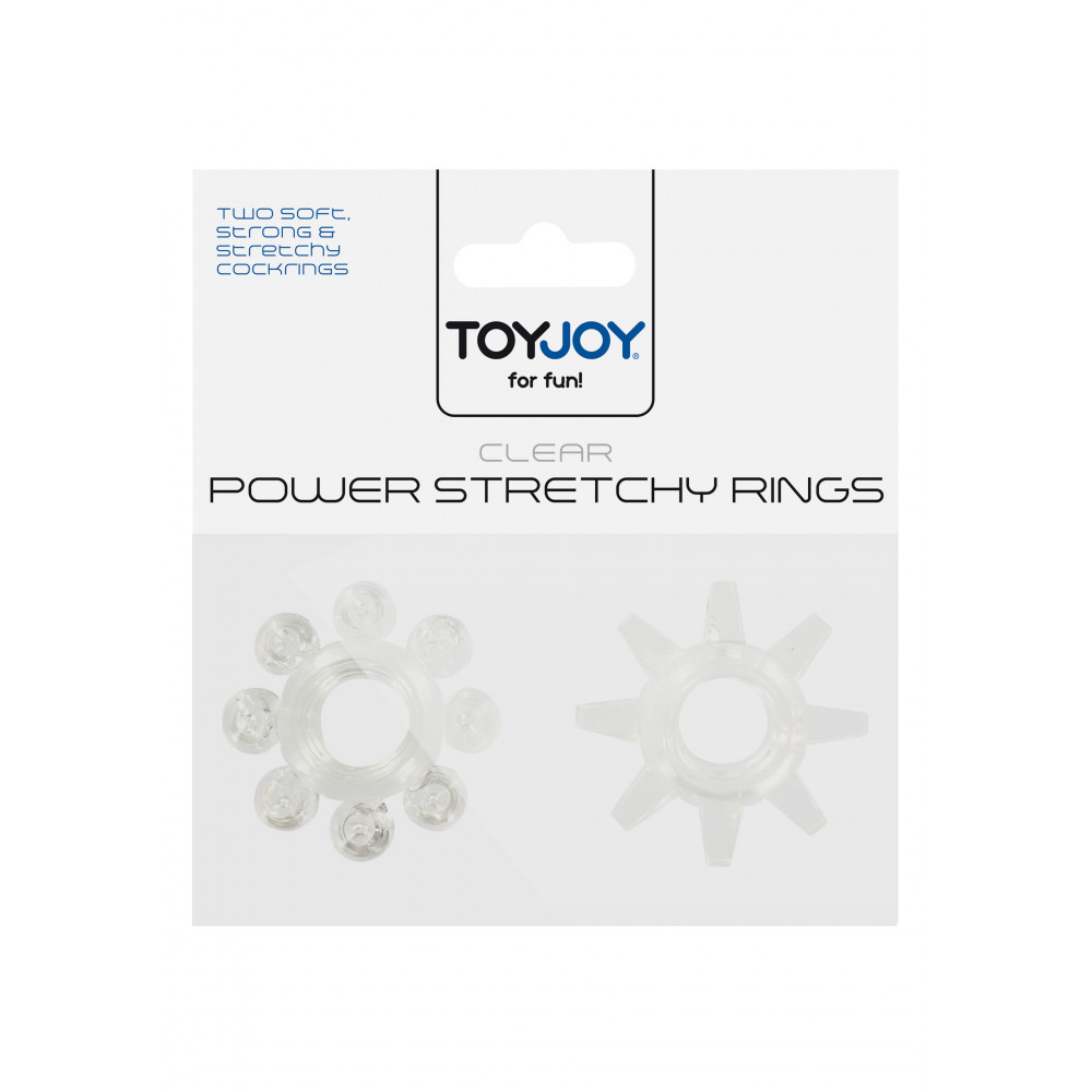 Эрекционные кольца и насадки на член - Набор из 2 шт колец на пенис Toy Joy - Power stretchy Rings Clear, 10459-CLEAR