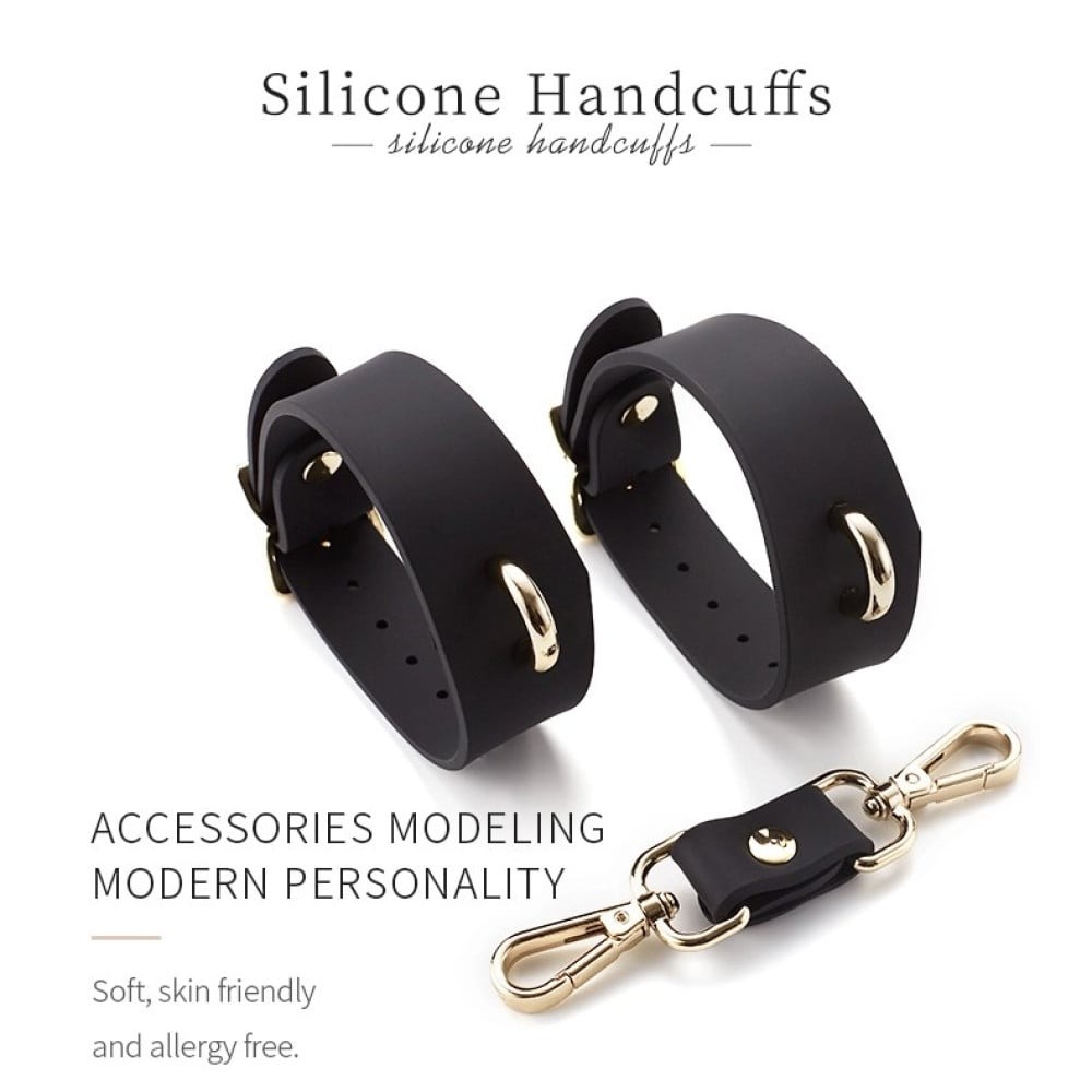 БДСМ игрушки - Наручники силиконовые Roomfun Silicone Bondage Cuff черные 1