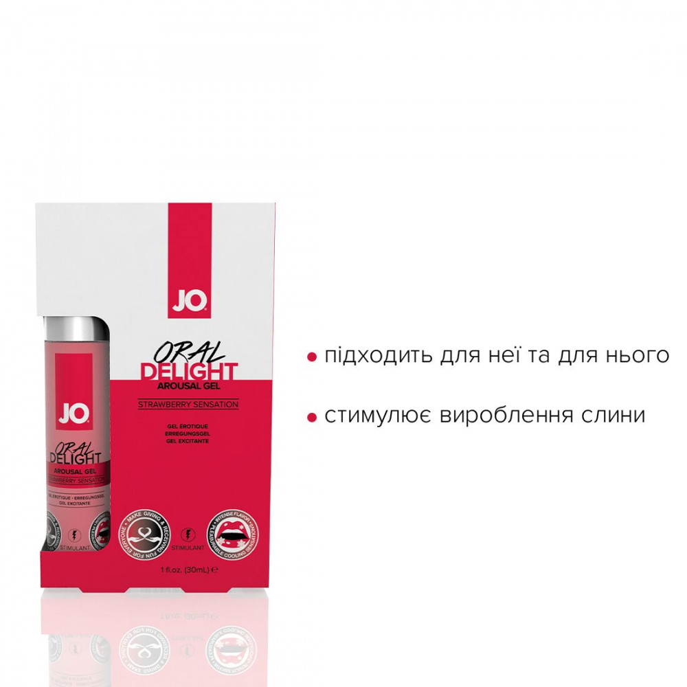 Стимулирующие средства и пролонгаторы - Гель для оральных ласк System JO Oral Delight - Strawberry Sensation (30 мл), эффект холод-тепло 4