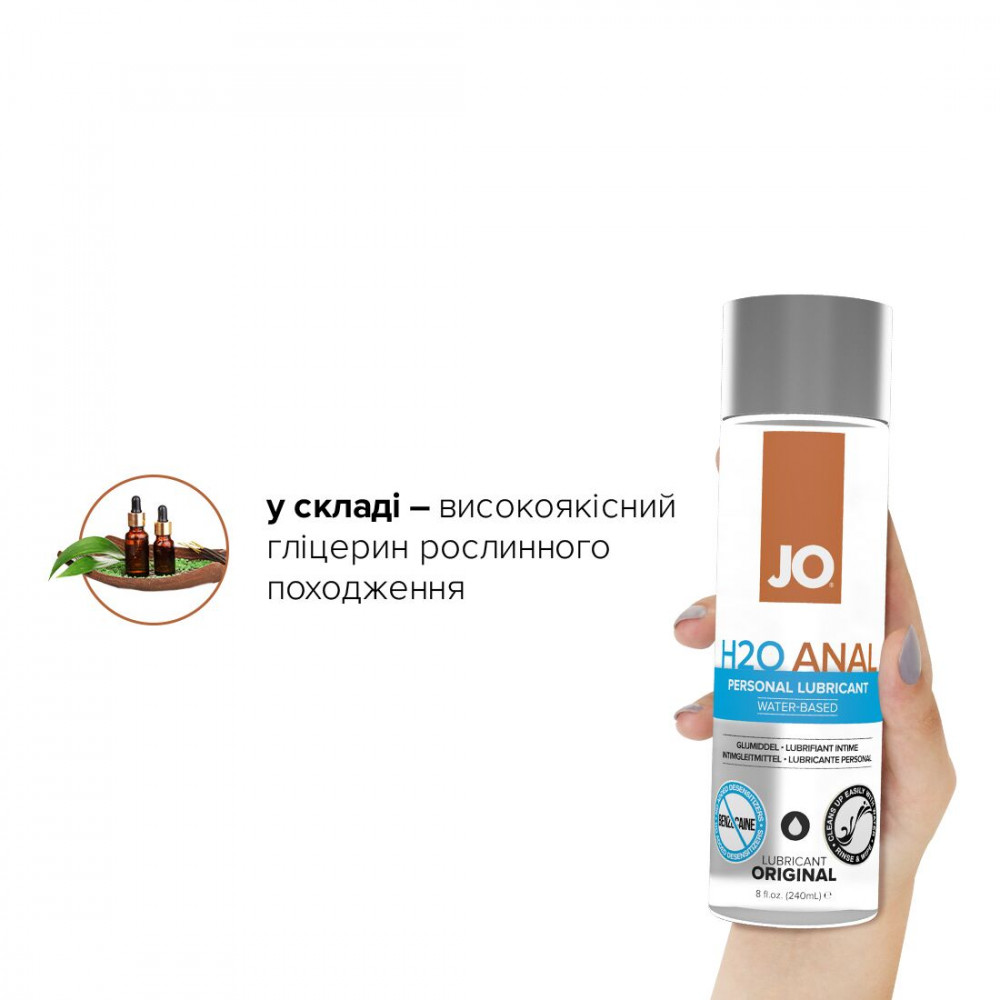 Анальные смазки - Анальная смазка System JO ANAL H2O - ORIGINAL (240 мл) на водной основе, растительный глицерин 2