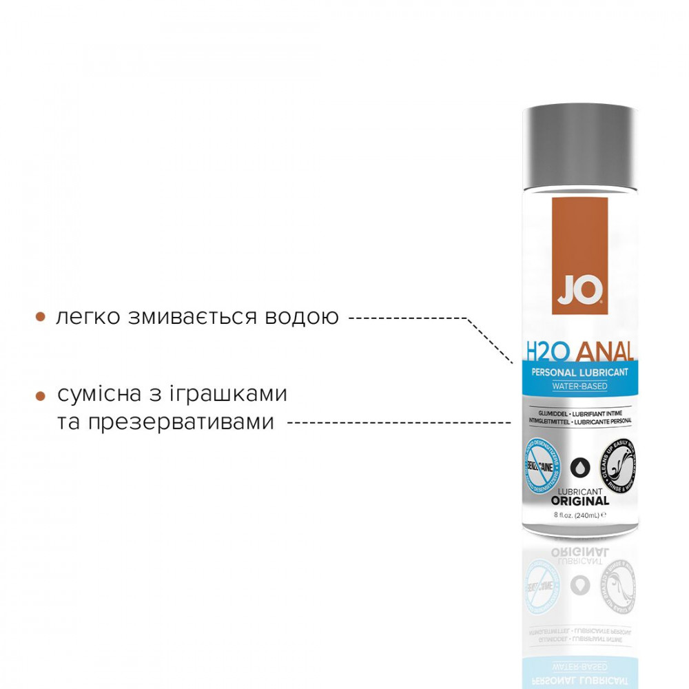 Анальные смазки - Анальная смазка System JO ANAL H2O - ORIGINAL (240 мл) на водной основе, растительный глицерин 3