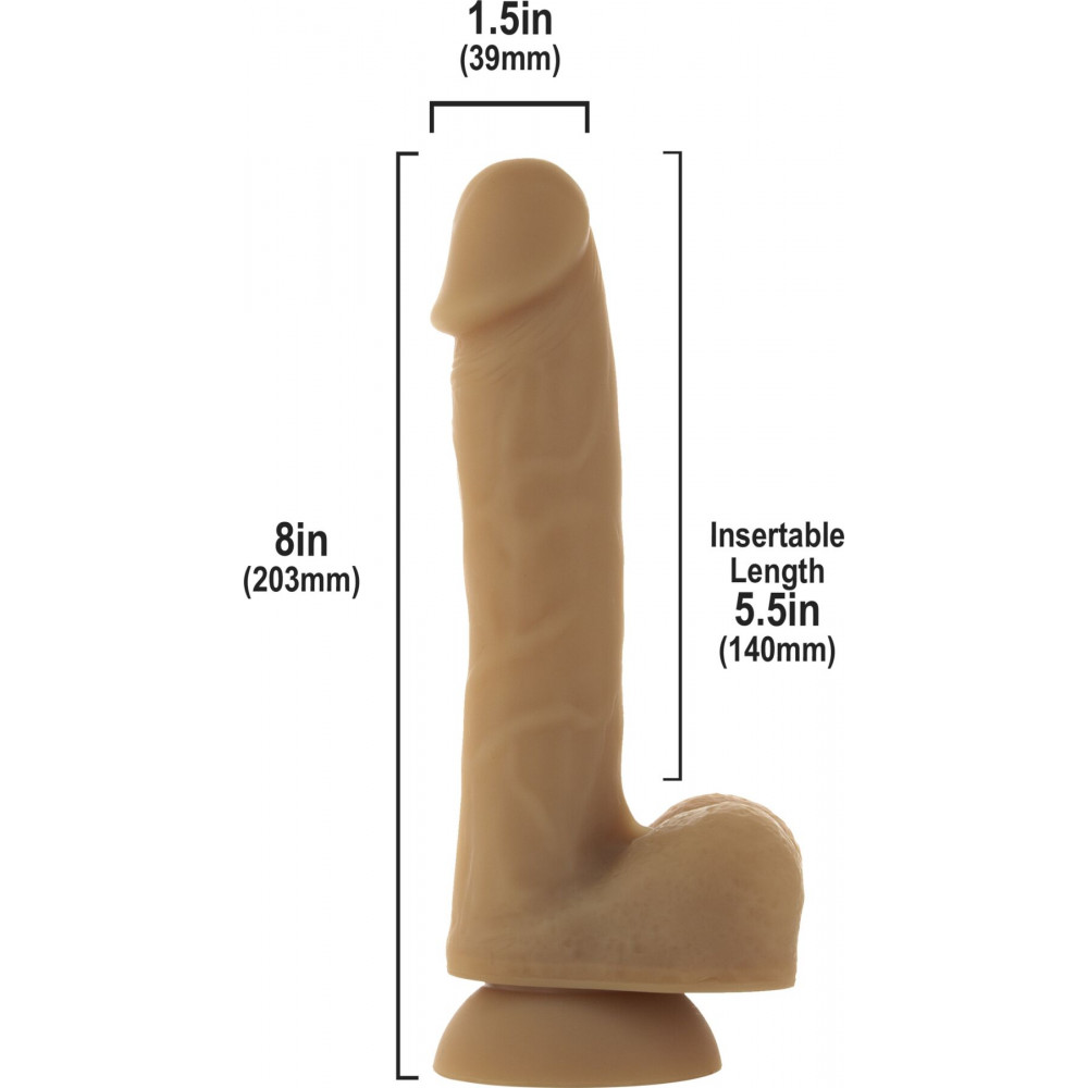 Фаллоимитаторы на присоске, двойные - Гибкий фаллоимитатор на присоске ADDICTION — ANDREW 8″ Silicone Dong — Caramel, вибропуля в подарок 6