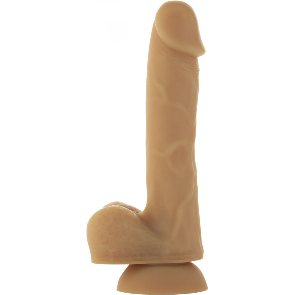 Фаллоимитаторы на присоске, двойные - Гибкий фаллоимитатор на присоске ADDICTION — ANDREW 8″ Silicone Dong — Caramel, вибропуля в подарок