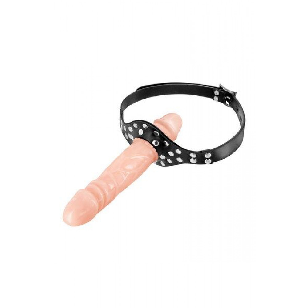 Кляп - Кляп с двойным фаллоимитатором Fetish Tentation Double Penis Gag Flesh
