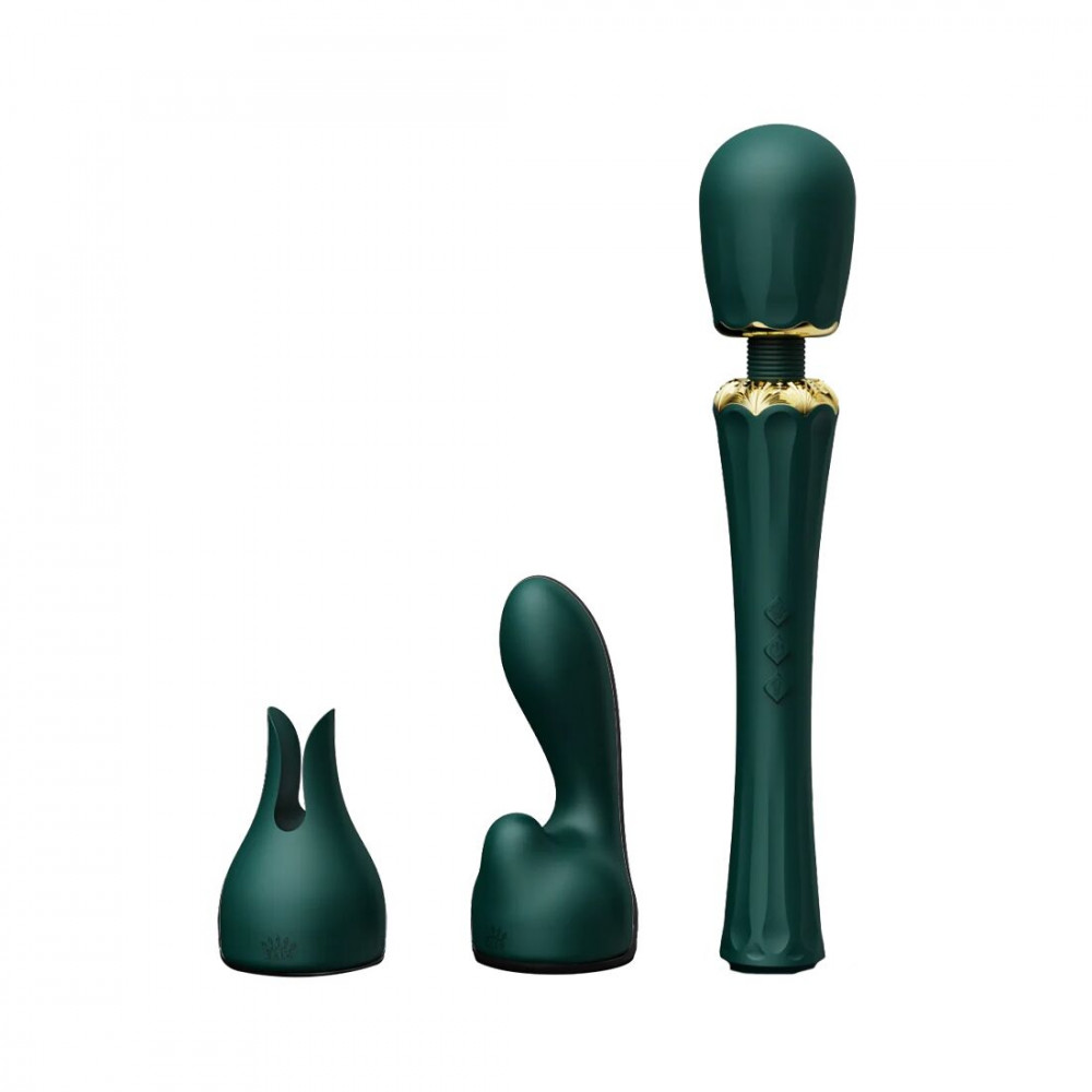 Вибромассажеры - Вибромассажер с насадками Zalo — Kyro Wand Turquoise Green