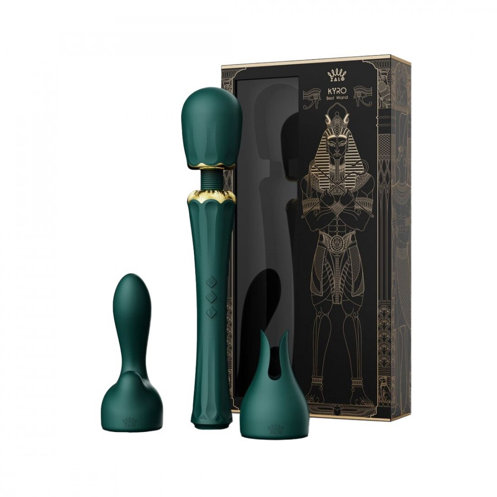 Вибромассажеры - Вибромассажер с насадками Zalo — Kyro Wand Turquoise Green 1